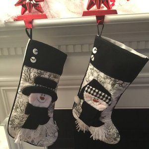 30 PC TOILE PRINT SNOWMAN XMAS Black and White